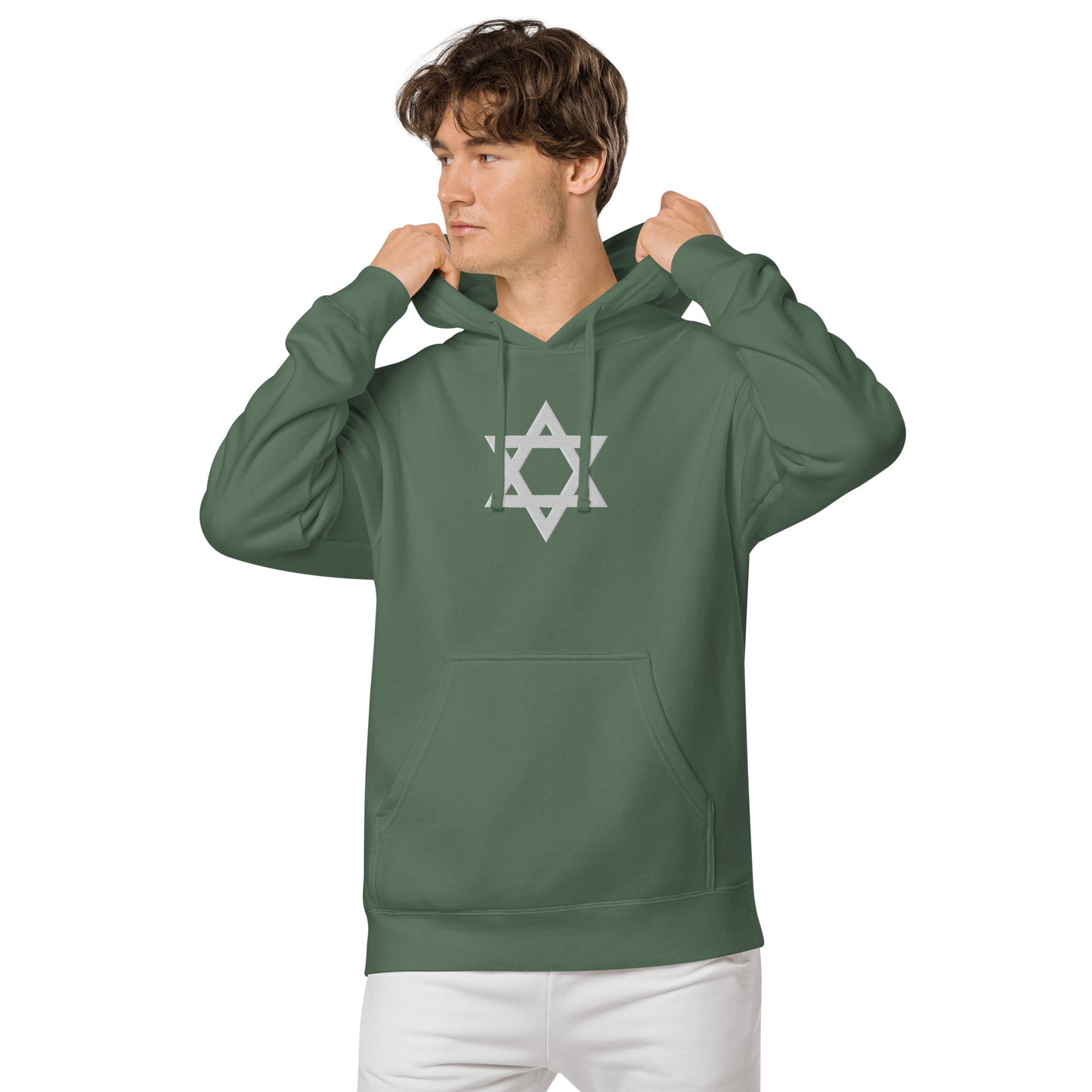 Magen David (Star of David) Embroidered Unisex pigment-dyed hoodie