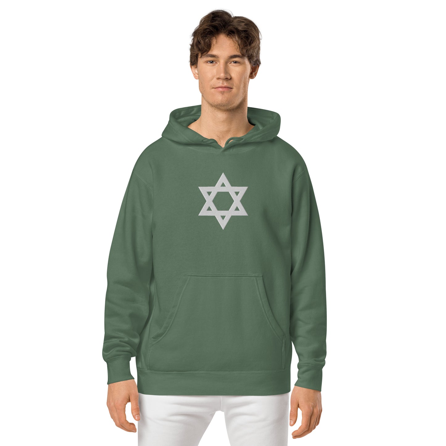 Magen David (Star of David) Embroidered Unisex pigment-dyed hoodie