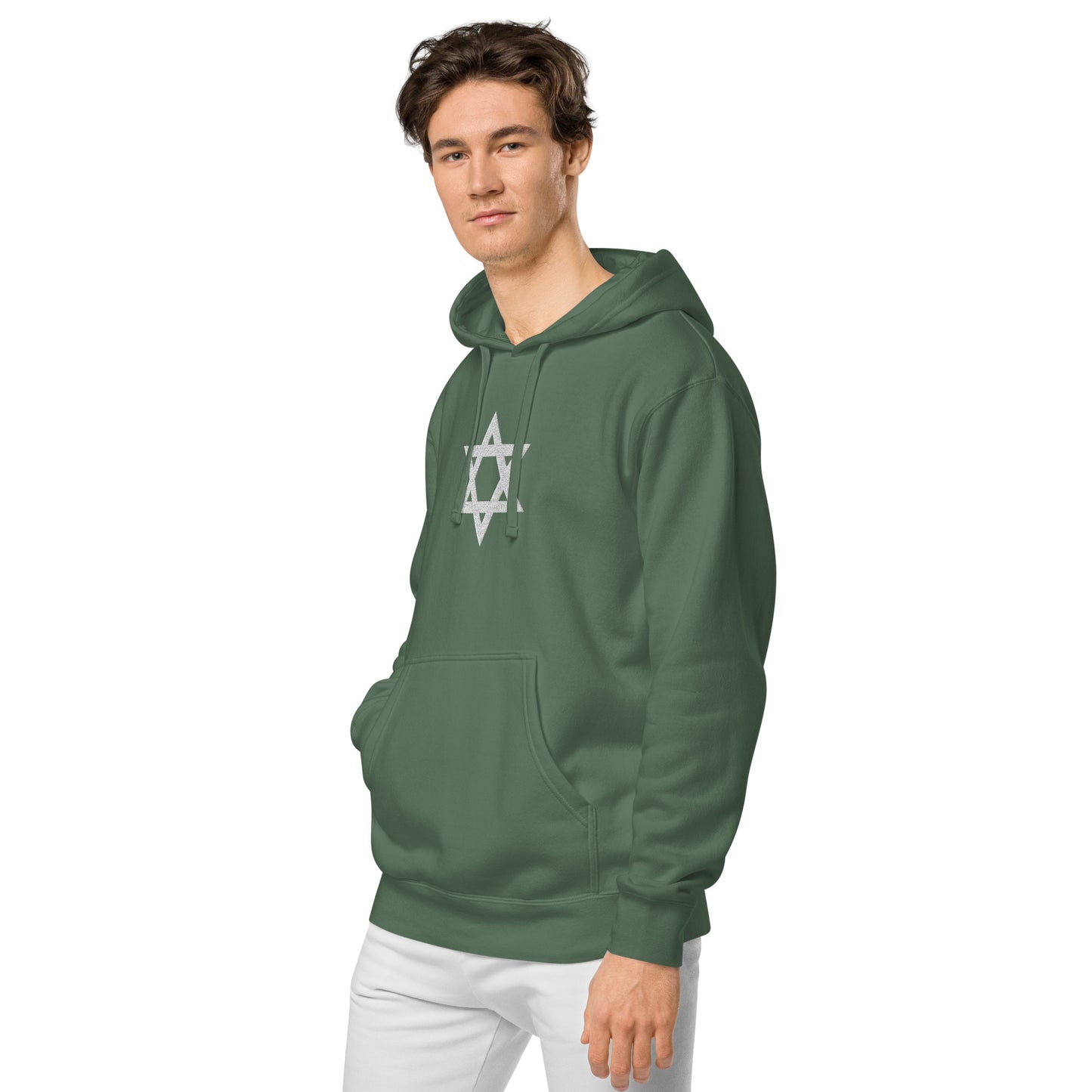 Magen David (Star of David) Embroidered Unisex pigment-dyed hoodie