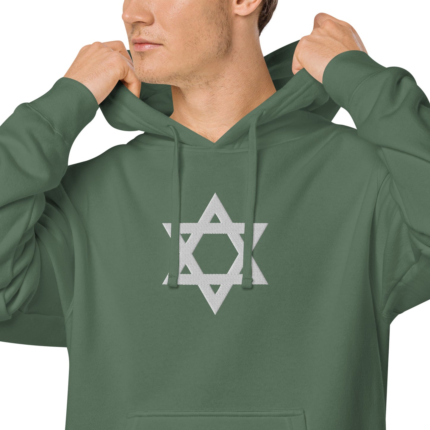Magen David (Star of David) Embroidered Unisex pigment-dyed hoodie