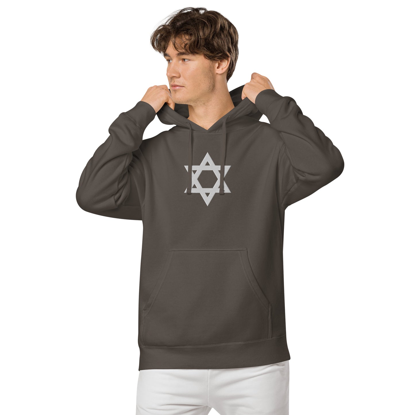 Magen David (Star of David) Embroidered Unisex pigment-dyed hoodie