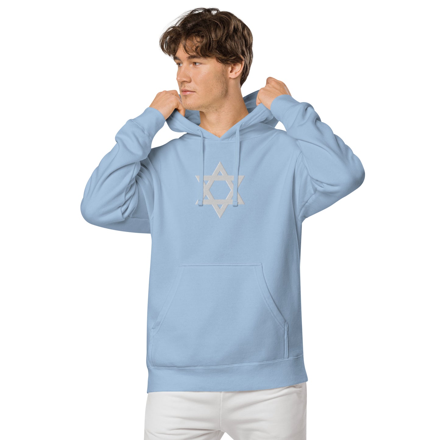 Magen David (Star of David) Embroidered Unisex pigment-dyed hoodie