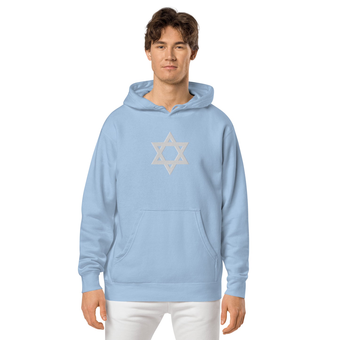Magen David (Star of David) Embroidered Unisex pigment-dyed hoodie