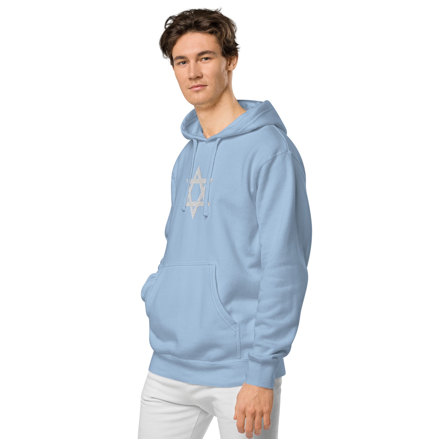 Magen David (Star of David) Embroidered Unisex pigment-dyed hoodie
