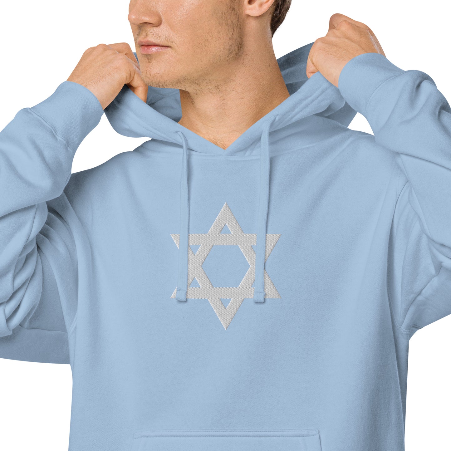 Magen David (Star of David) Embroidered Unisex pigment-dyed hoodie