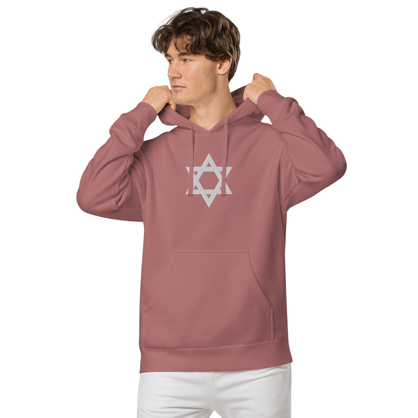 Magen David (Star of David) Embroidered Unisex pigment-dyed hoodie