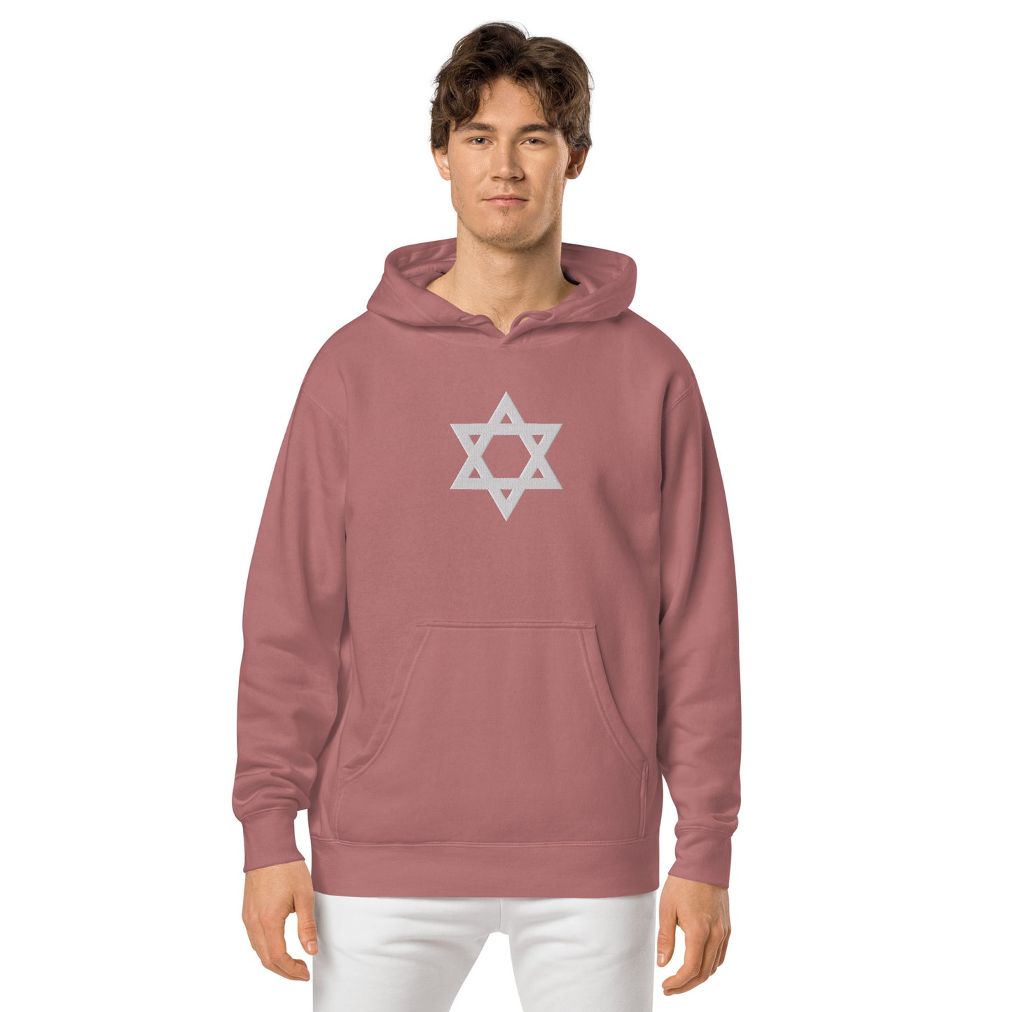 Magen David (Star of David) Embroidered Unisex pigment-dyed hoodie