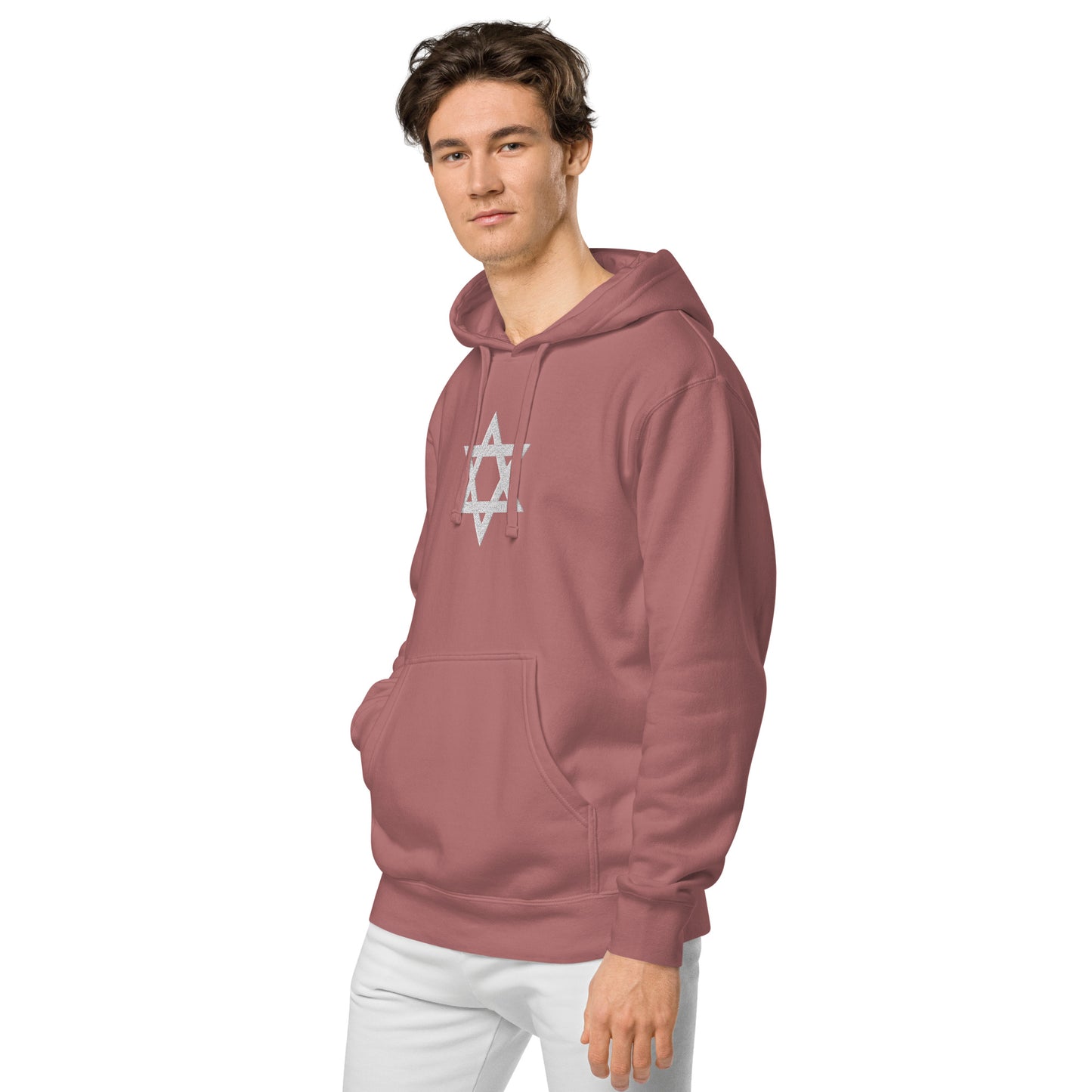 Magen David (Star of David) Embroidered Unisex pigment-dyed hoodie