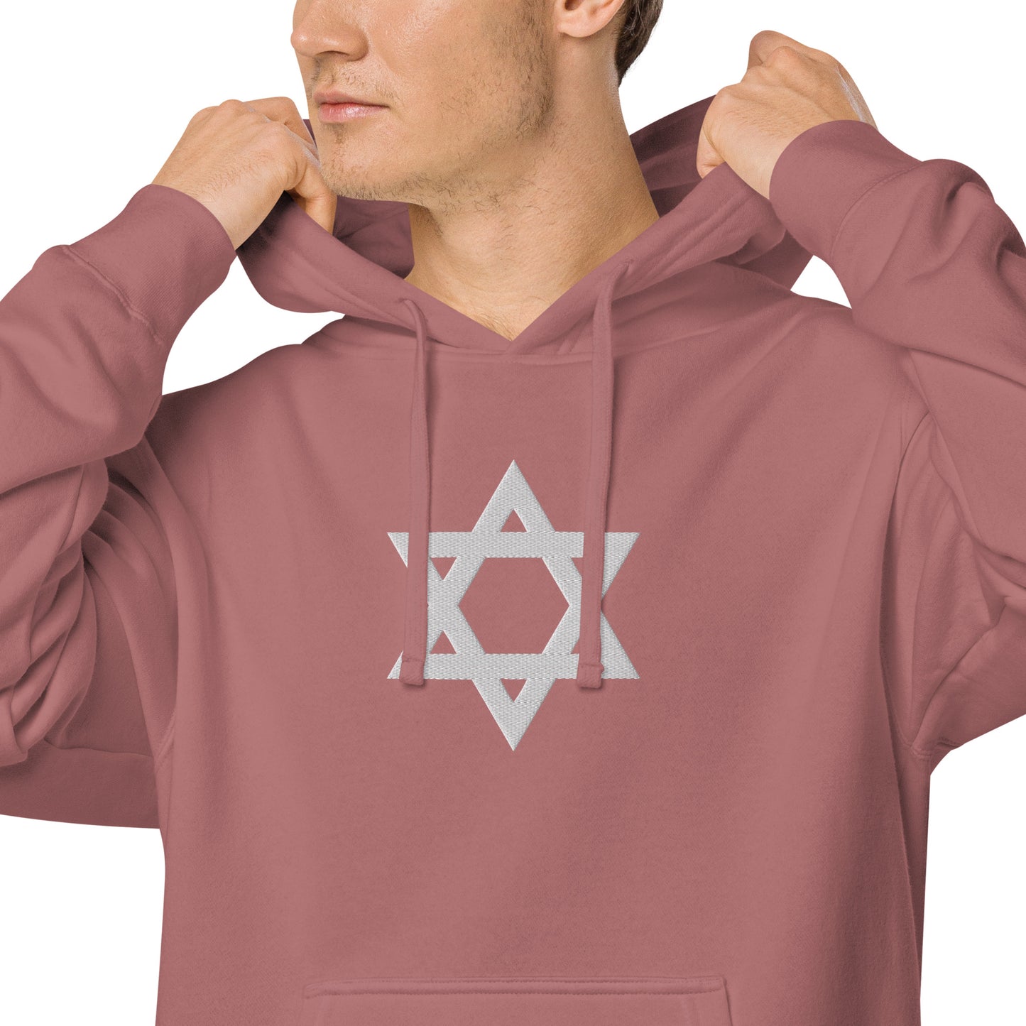 Magen David (Star of David) Embroidered Unisex pigment-dyed hoodie