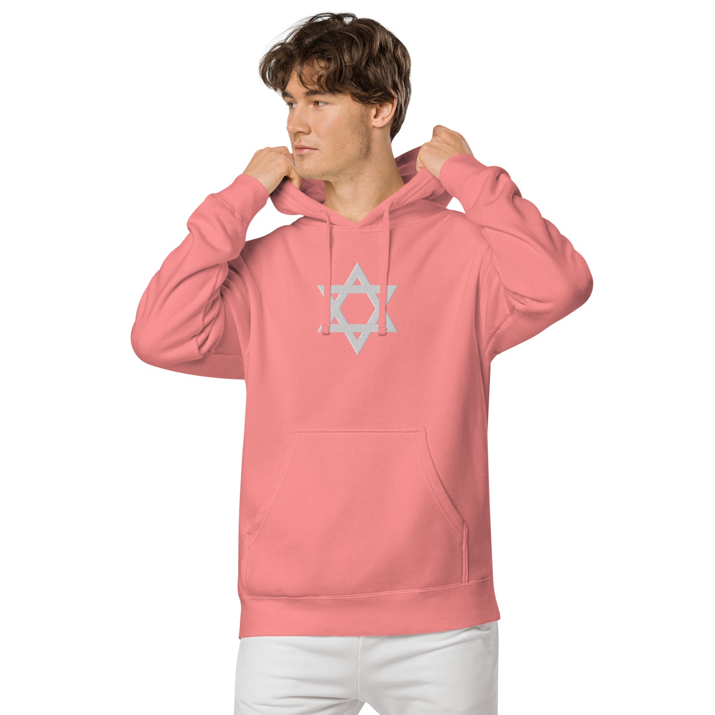 Magen David (Star of David) Embroidered Unisex pigment-dyed hoodie