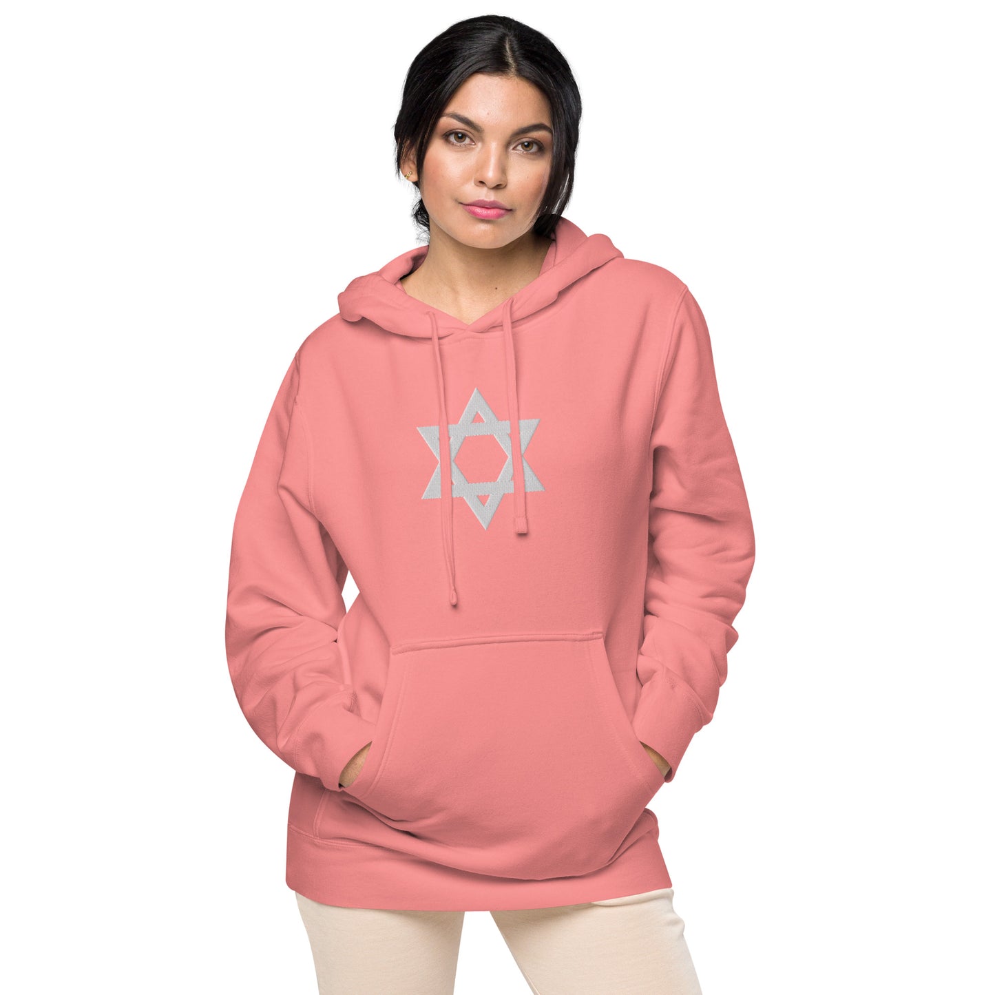 Magen David (Star of David) Embroidered Unisex pigment-dyed hoodie