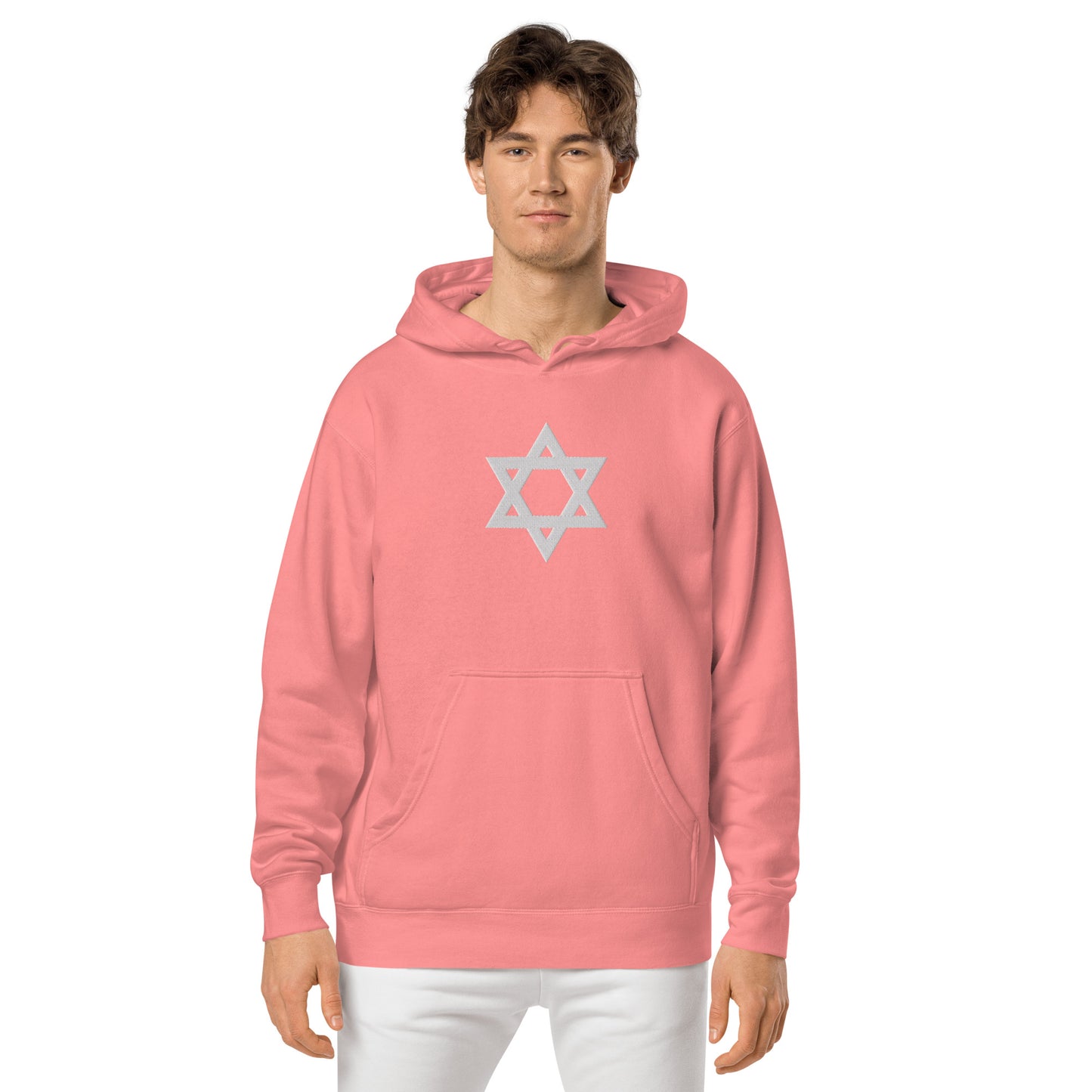 Magen David (Star of David) Embroidered Unisex pigment-dyed hoodie