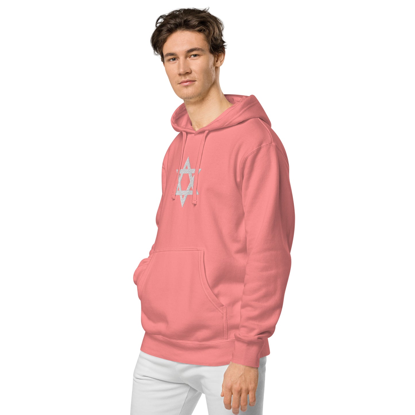 Magen David (Star of David) Embroidered Unisex pigment-dyed hoodie