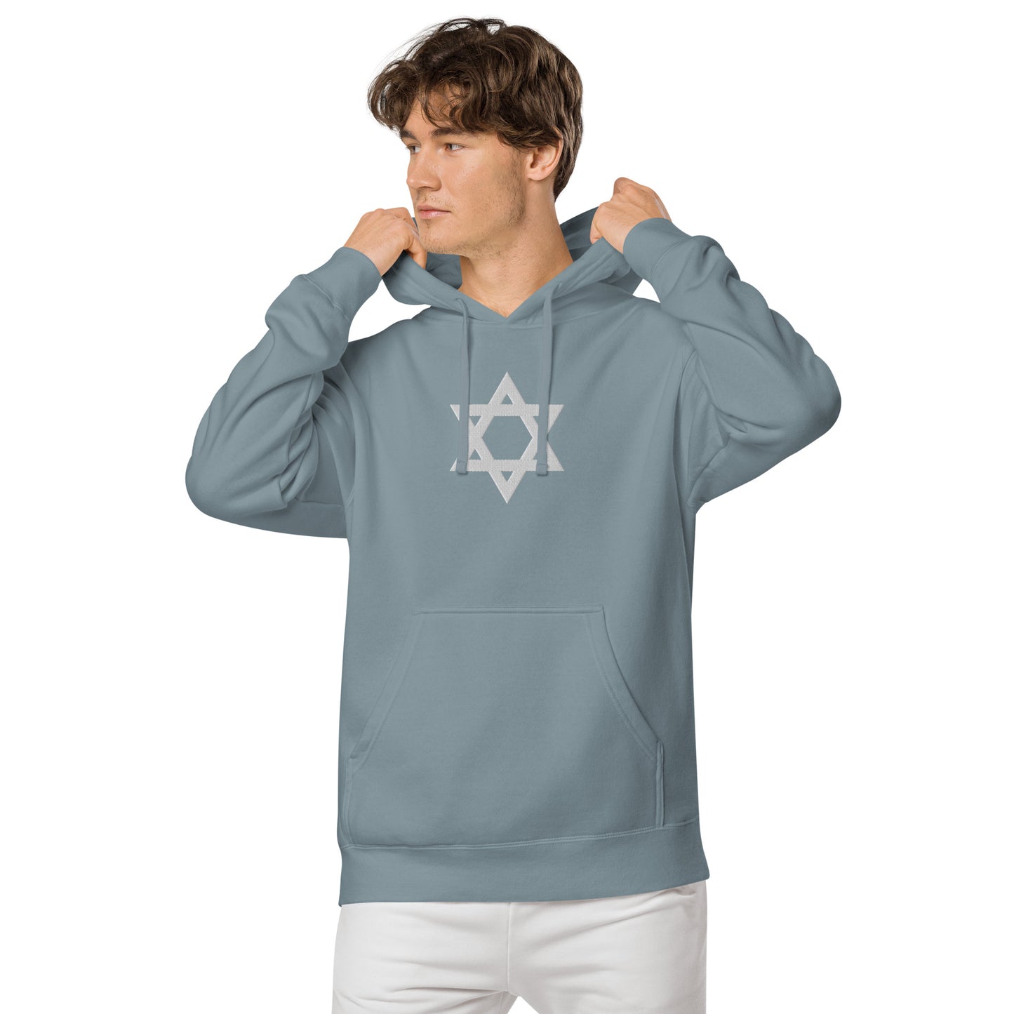 Magen David (Star of David) Embroidered Unisex pigment-dyed hoodie