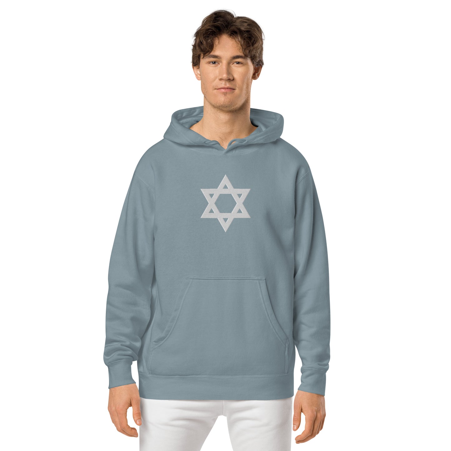 Magen David (Star of David) Embroidered Unisex pigment-dyed hoodie