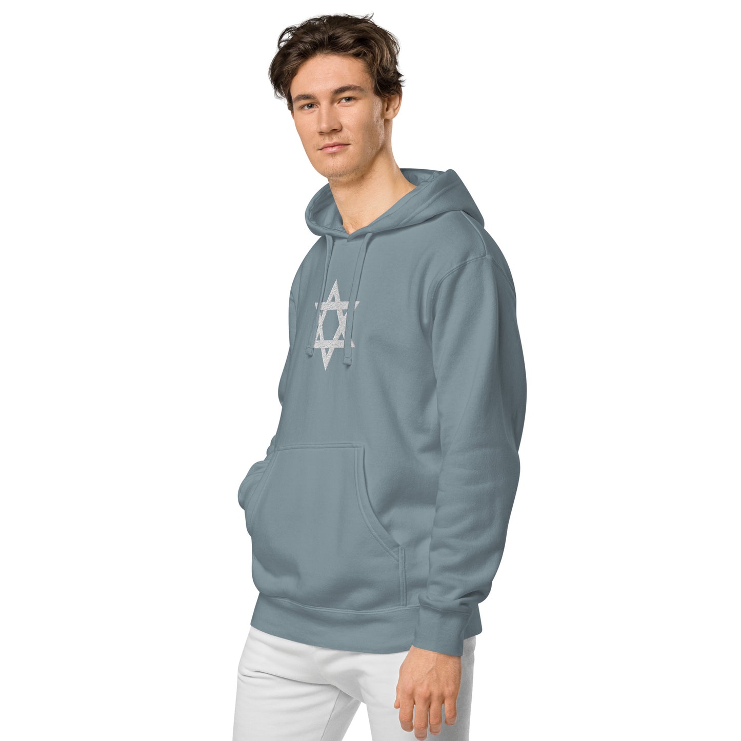 Magen David (Star of David) Embroidered Unisex pigment-dyed hoodie
