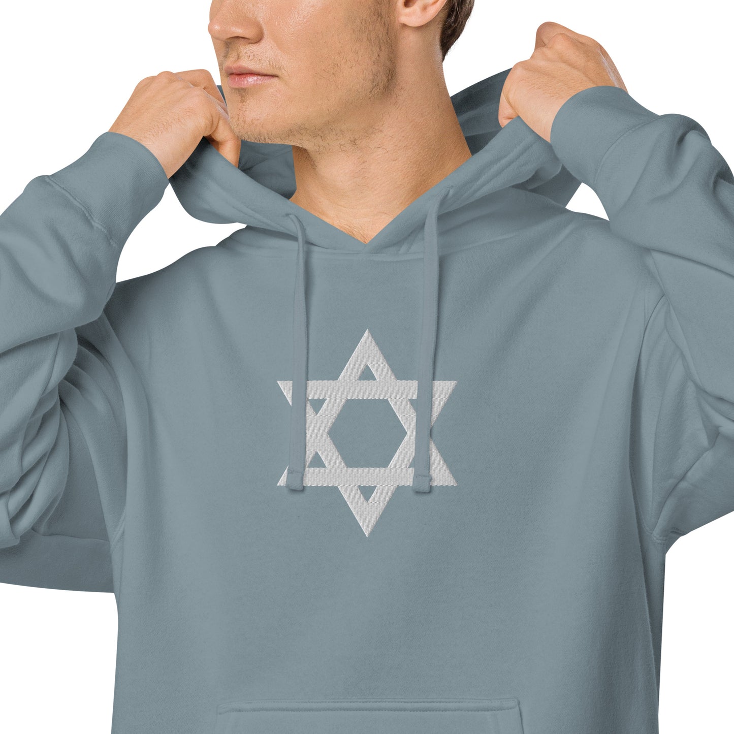 Magen David (Star of David) Embroidered Unisex pigment-dyed hoodie