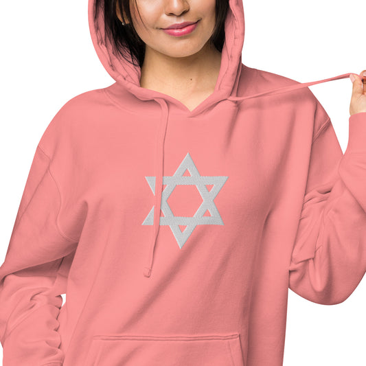 Magen David (Star of David) Embroidered Unisex pigment-dyed hoodie
